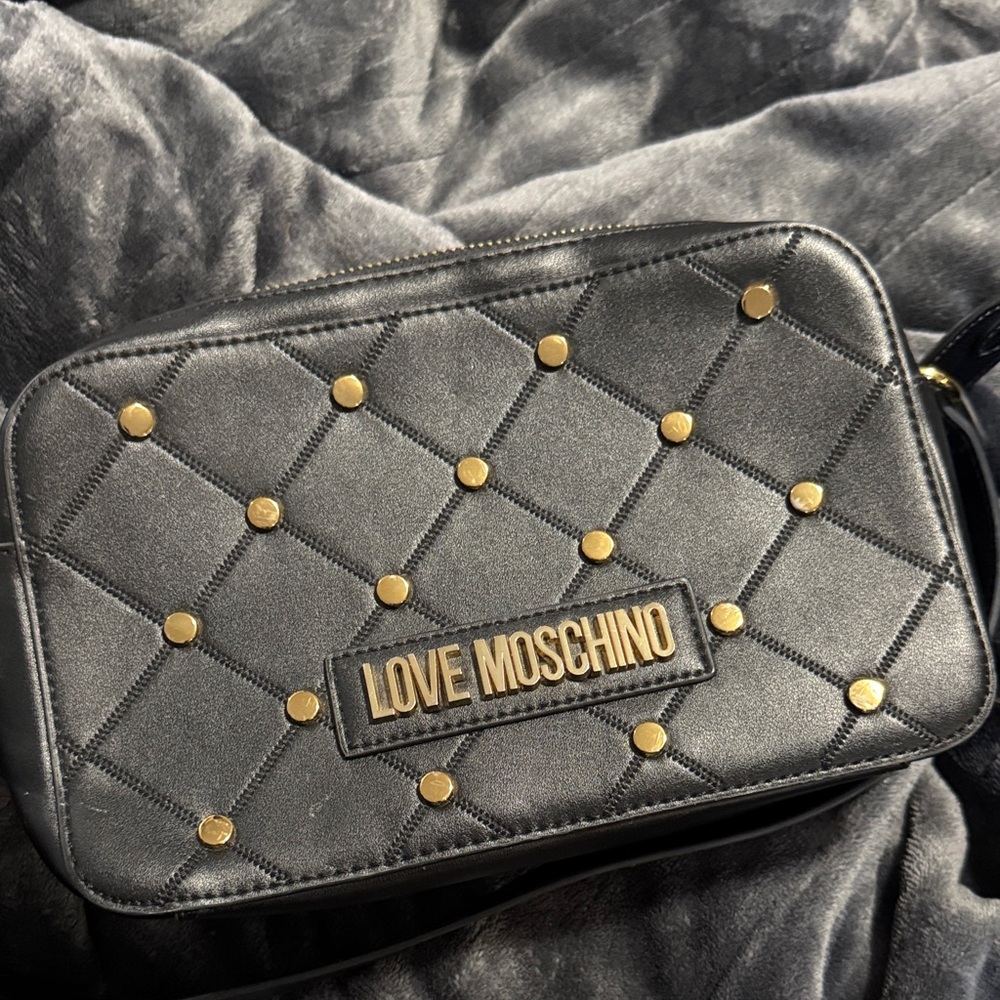 Love Moschino Black Quilted Bag with Gold Accents